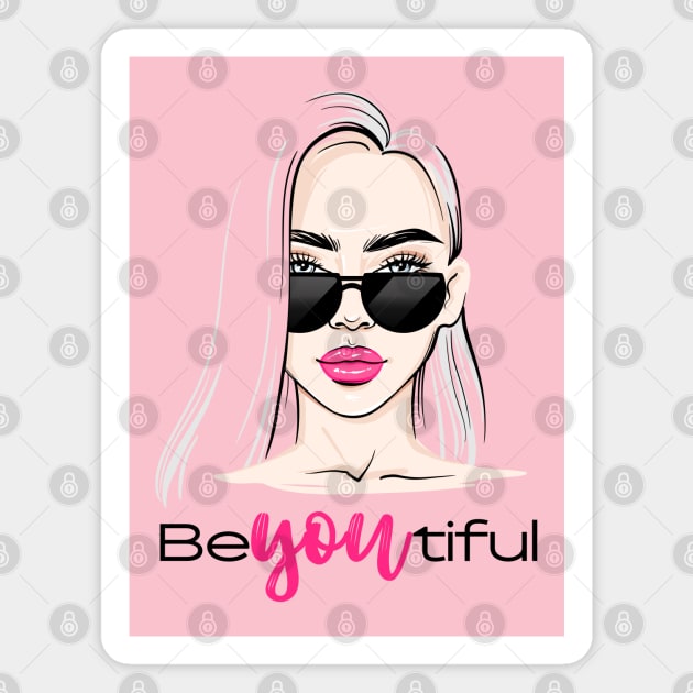 Be-YOU-Tiful - Beautiful- Motivational Phrase, Positive Quote Magnet by Mimielita